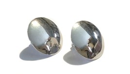 Vintage Signed Vendome Large Silvertone Screw Down Clip Earrings - £15.69 GBP