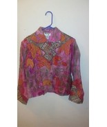 Anage Women's Jacket/Blazer/Blouse Pink Brown Orange Beads Sz Small NWT - $51.15