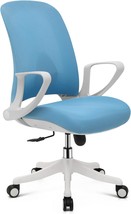 Monibloom Ergonomic Mesh Office Chair With Lumbar Support And Flip-Up, Blue - £142.99 GBP