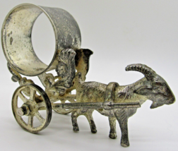 Antique Meriden Britannia Silver Plated Napkin Holder Goat Cart c. 1875  - £81.79 GBP