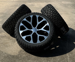 Black And Machine Snowflake 22&quot; Wheels Blackhawk R/T Tires Chevy Tahoe Silverado - £1,360.91 GBP