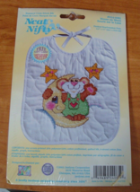 Vintage Baby Bib Janlynn MOUSE ON MOON Cross Stitch Kit Neat &amp; Nifty New! - £11.03 GBP