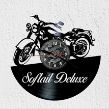 Silhouette Softail Deluxe Harley Motorcycle Vinyl Disc Wall Watch - $54.00