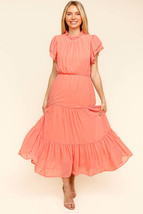 Haptics Full Size Tiered Frill Mock Neck Short Sleeve Dress - $44.95