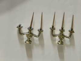 vtg 2&quot; Mini Miniature Brass metal Candelabra Candle Stick Holder Doll House - £13.72 GBP