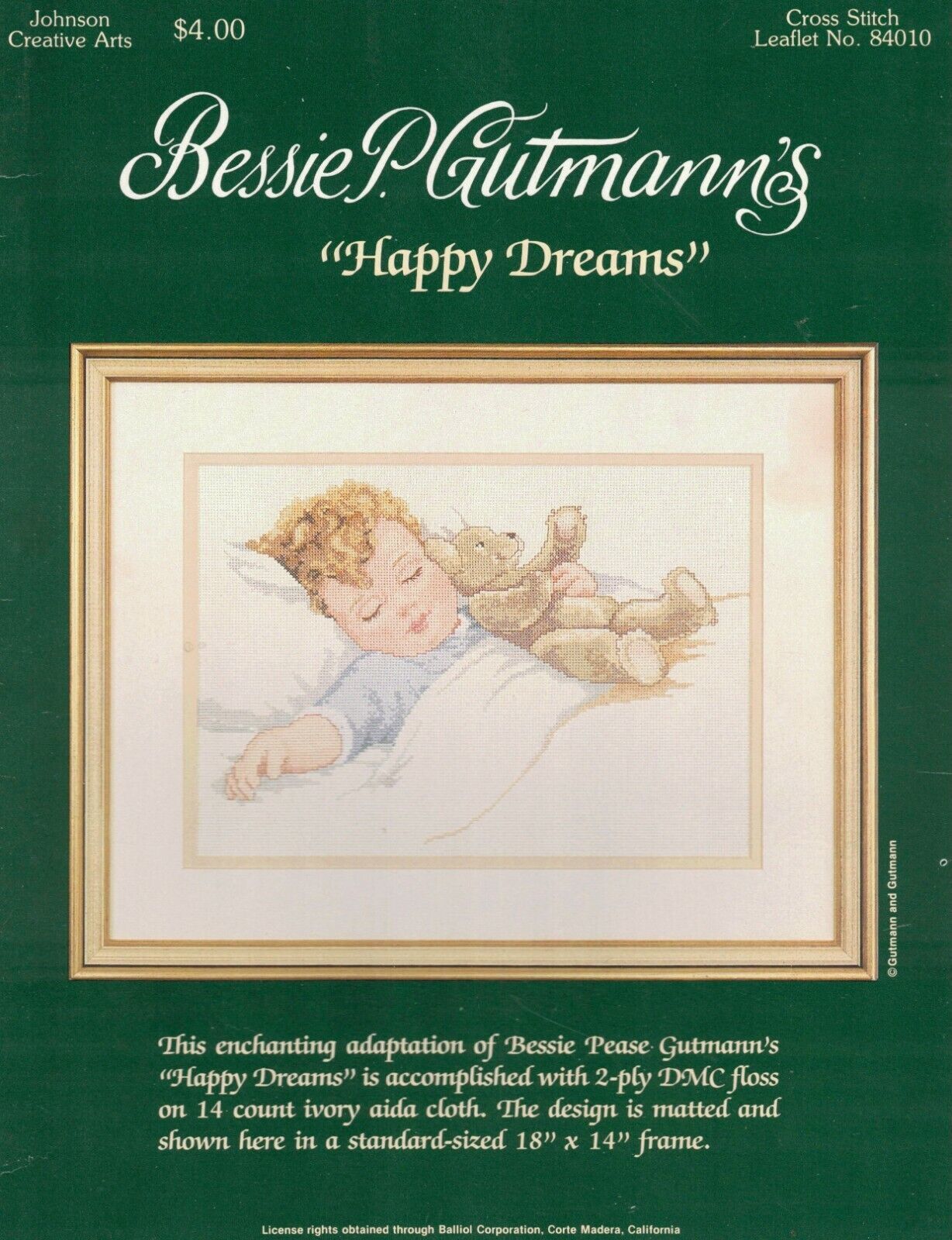 Bessie P. Gutmann's Cross Stitch Leaflet No. 84010 "Happy Dreams" - $14.84