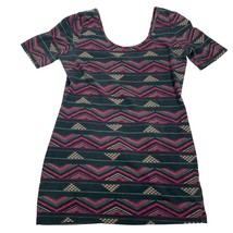 Tresics Women&#39;s Tribal Print Fitted Tunic Top M Grey Pink Scoop Neck - $155.41 MXN