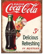 Coca Cola Coke Sprite Boy 5 Cent Advertising Vintage Retro Style Metal T... - £12.53 GBP