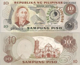 Philippines P167, 10 Piso,Apolinario Mabini / Barasoain church Commemorative UNC - £2.04 GBP