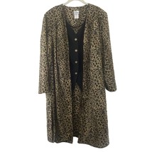 Vintage More Promises Leopard Print Long Cardigan w Button Vest Plus Siz... - €12,78 EUR