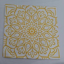 Mandala Design Pillow Cover Yellow White Geometric Shape Square - £11.11 GBP