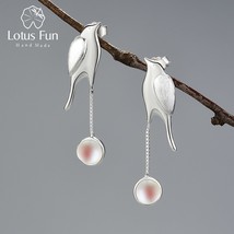 Gold Moon and Bird Tassel Dangle Earrings For Women Gift Real 925 Sterling Silve - £31.33 GBP