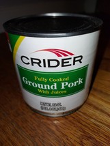 Crider Ground Pork Fully Cooked With Juices Ready To Eat - 2 Can Lot 24 Oz. Each - £14.23 GBP