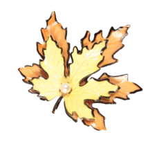 Vintage Maple Leaf Pin Brooch with Faux Pearl Accent 2 Inches - €5,94 EUR