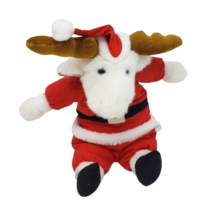 16&quot; VINTAGE DAN BRECHNER CHRISTMAS WHITE REINDEER MOOSE STUFFED ANIMAL P... - £29.10 GBP