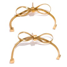 Yhpup Stainless Steel Bowknot Sets Jewelry Sweet Romantic Golden 18 K Earrings N - £17.95 GBP