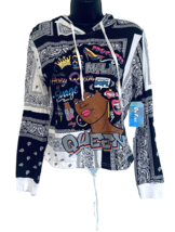 Black Queen Melanin On Fire Ladies Junior Size Medium Pullover Hoodie Graphic - £17.06 GBP