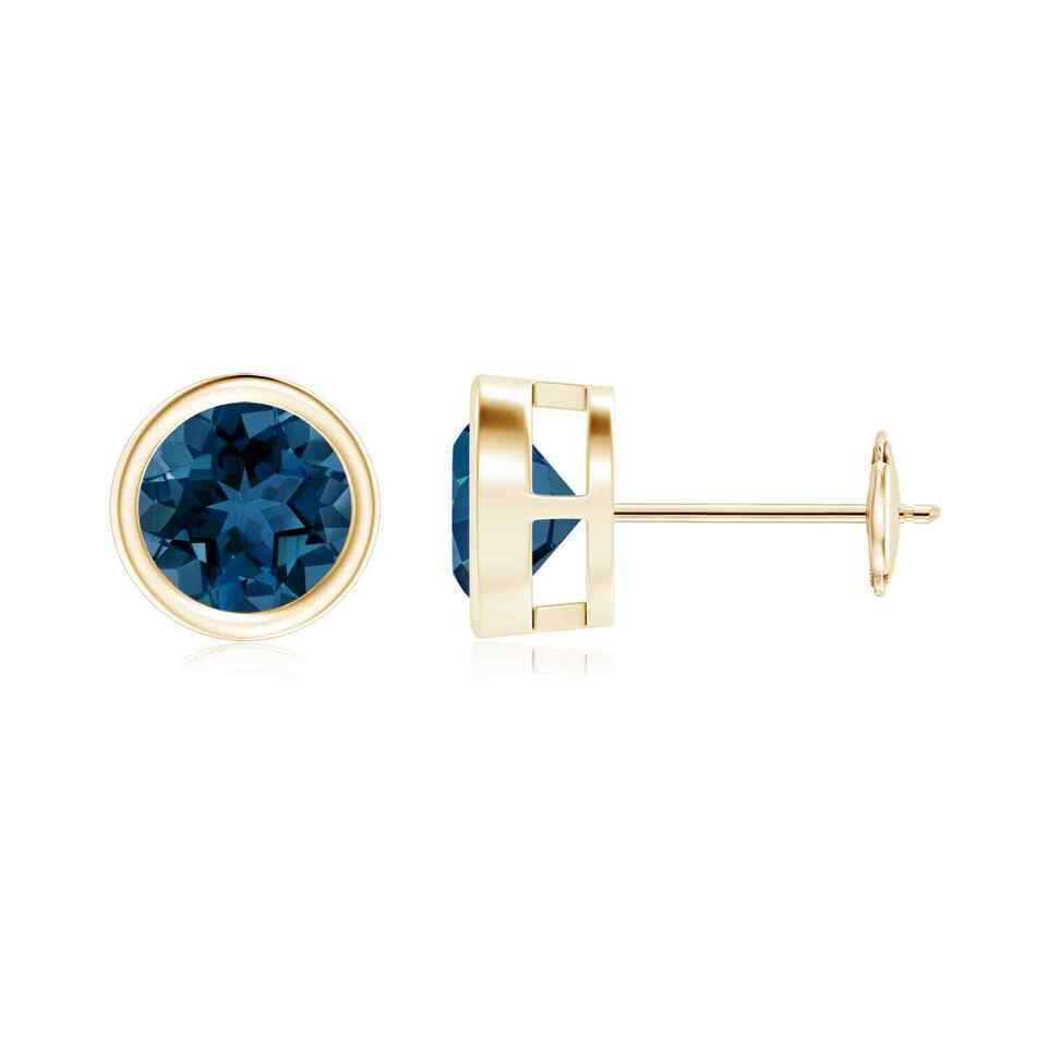 Primary image for ANGARA Natural London Blue Topaz Solitaire Stud Earrings in 14K Gold (AAA, 6MM)