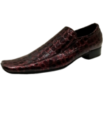 Franco Vanucci Mens Sz 8 Burgundy Croc Embossed Dress Shoes Style S/865-2 - $37.80