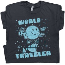 World Traveler T Shirt Cool Travel Destination Shirt Vintage Smiley Face... - $18.99