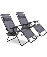 2 Pieces Folding Lounge Chair with Zero Gravity-Gray - Color: Gray - £144.93 GBP