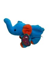 Elephant Beanbag Plush Stuffed Animal 9&quot; Blue Orange Avon Full O&#39; Beans With Tag - £10.73 GBP