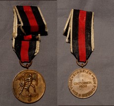 Original 1938 German SUDATENLAND Medal with RIBBON - $69.99