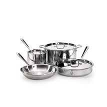 All-Clad D3 3-Ply Stainless Steel Cookware Set 7 Piece Induction Oven Br... - $450.79