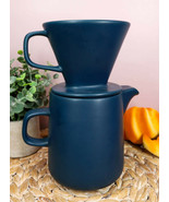 Blue Porcelain Coffee Maker Carafe Pot With Pour Over Dripper Filter Cup... - £19.91 GBP