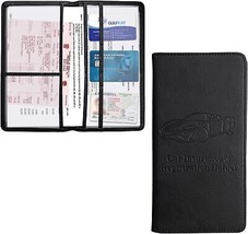 Car Registration and Insurance Holder Leather Auto Glove Box Organizer w... - £12.44 GBP