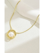 Gold Pearl Pendant Chain Necklace - $5.13
