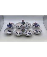 Set of 4 Deruta Italian Pottery BLUE ROOSTER Condiment Dishes with Figur... - $205.04 CAD