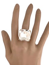 Octagon/Square Bold Clear Crystal Adjustable Big Stretchable Solitaire Ring - £12.70 GBP