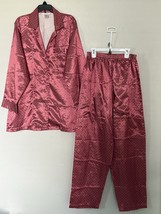 Linda Hartman Intimates Polka Dot Print Silk Lined Pajama Set Cozy SZ Med - $558.26 MXN