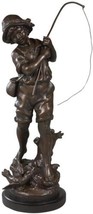 Sculpture TRADITIONAL Lodge Days of Old Fishing Chocolate Brown Resin - £326.87 GBP