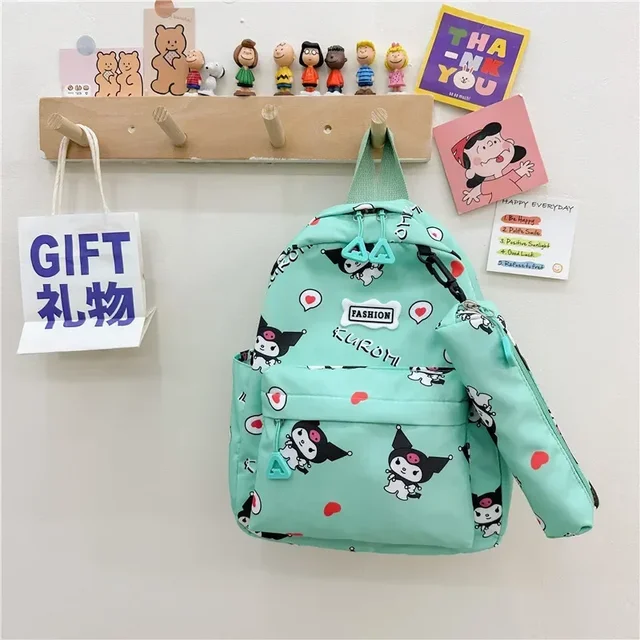 Sanrio Kuromi Children Backpacks Pencil Case Cartoon School Bag - Mint Green - $18.38