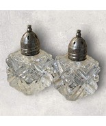 Vtg Crystal Salt and Pepper Shakers Marked Japan   2&quot; Tall 1&quot; Wide Small... - $8.57