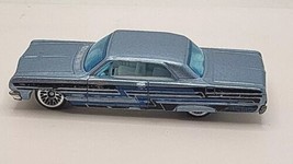 2003 Hot Wheels Diecast &#39;64 Chevy Impala Lowrider Light Blue w/Stripes L... - $9.89