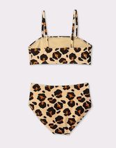 New Art Class Leopard Print High Waisted Bikini Swimsuit Girls M 7/8, UPF 50+ image 2