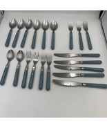 Vintage Washington Forge WF MARDI GRAS BLUE Flatware 20 Knives Forks Spoons - $25.00