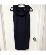 Adrienne Vittadini Womens Solid Navy Blue Sleeveless Sheath Dress Collar... - $37.62