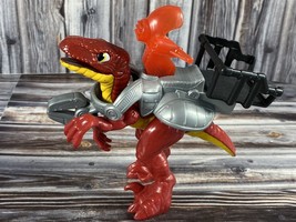 Fisher-Price Imaginext Red Yellow Dinosaur Raptor Velociraptor with Saddle - 5&quot;  - $6.89