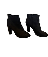 Heart in D Women&#39;s 9 Black Faux Leather Zip Up Chunky Heel Boots Booties - £7.46 GBP