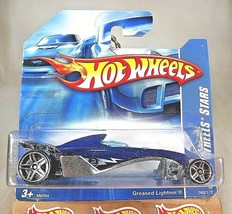 2008 Hot Wheels #92 Hot Wheels Stars Greased Lightnin&#39; Blue w/PR5 Sp Short Card - £6.55 GBP