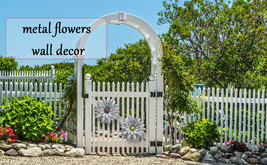 3-D Metal Flowers Wall Decor Indoor Outdoor Set of 2 Galvanized Yellow Daisy 13&quot; - £23.59 GBP