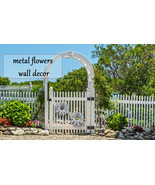 3-D Metal Flowers Wall Decor Indoor Outdoor Set of 2 Galvanized Yellow D... - $39.00 CAD