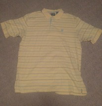 Mens Chaps 2XLT Polo Yellow &amp; Stripes Shirt Short Sleeve - £12.58 GBP