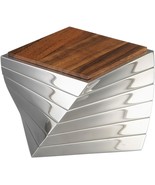 Nambe Twist Beverage Coaster Set of 6, Acacia Wood and Alloy Metal - Silver - £206.03 GBP