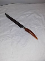 Englishtown 8-inch slicing knife Sheffield England Amber Resin Handle - $14.99