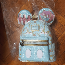 Loungefly Disney Parks Mickey Mouse Gold and Blue Carousel Backpack w/matching h - $199.99